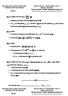Bộ đề thi học kì I môn Toán lớp 12